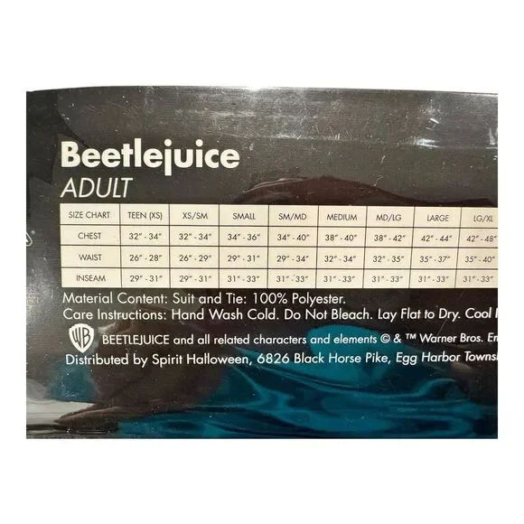 Spirit Halloween BEETLEJUICE Costume Jacket Pants Tie ADULT Small‎ Men - Picture 4 of 4